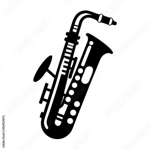 contrabass flute silhouette icon illustration for woodwind music instrument orchestra band and performance design