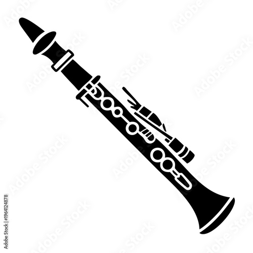 oboe silhouette icon illustration for woodwind music instrument orchestra band and performance design