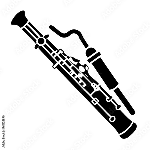 bassoon silhouette icon illustration for woodwind music instrument orchestra band and performance design