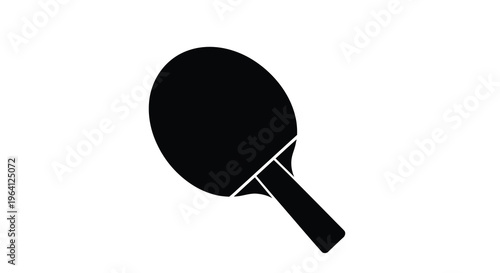 A simple black silhouette depicts a table tennis paddle showcasing its rounded shape and elongated handle high quality professional detailed modern