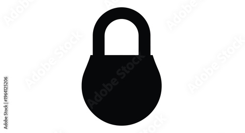 A minimalist black silhouette depicts a closed padlock symbolizing security privacy and protection against unauthorized access high quality professional detailed modern