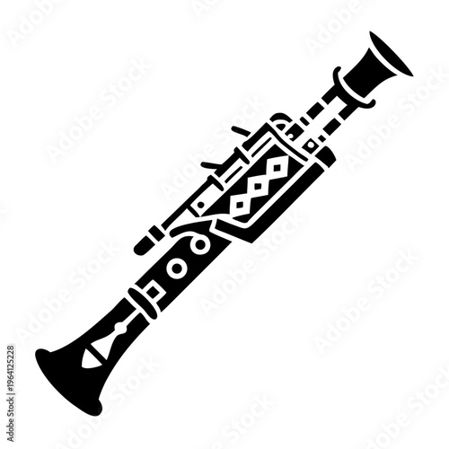 english horn silhouette icon illustration for woodwind music instrument orchestra band and performance design