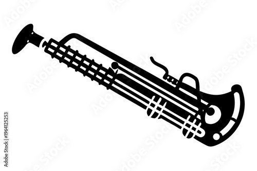 contrabass clarinet silhouette illustration for woodwind music instrument orchestra band and performance design