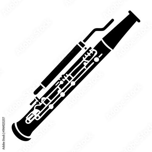 bassoon silhouette icon illustration for woodwind music instrument orchestra band and performance design