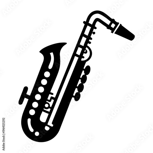 contrabass clarinet silhouette icon illustration for woodwind music instrument orchestra band and performance design