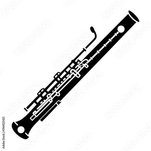 bassoon silhouette icon illustration for woodwind music instrument orchestra band and performance design