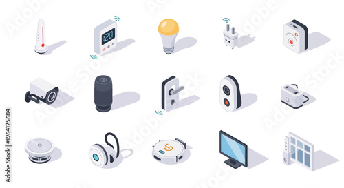 Smart Home Technology An Isometric Collection of Connected Devices and Gadgets