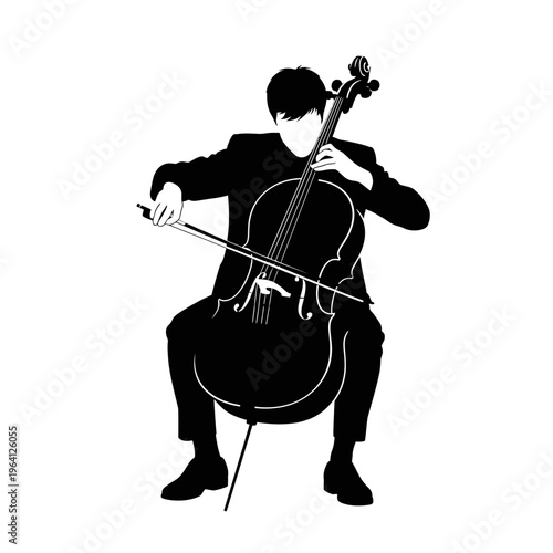 Minimalist Silhouette of a Person Playing a Cello Classical Music