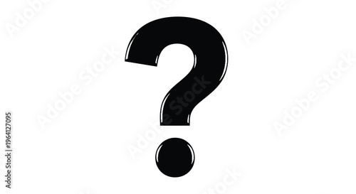 A solitary black question mark dominates a stark white background representing inquiry and uncertainty high quality professional detailed modern elegant stylish