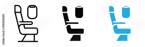 Airplane Seat with Window Icon Set for Travel Flight Booking and Airline Transportation Services