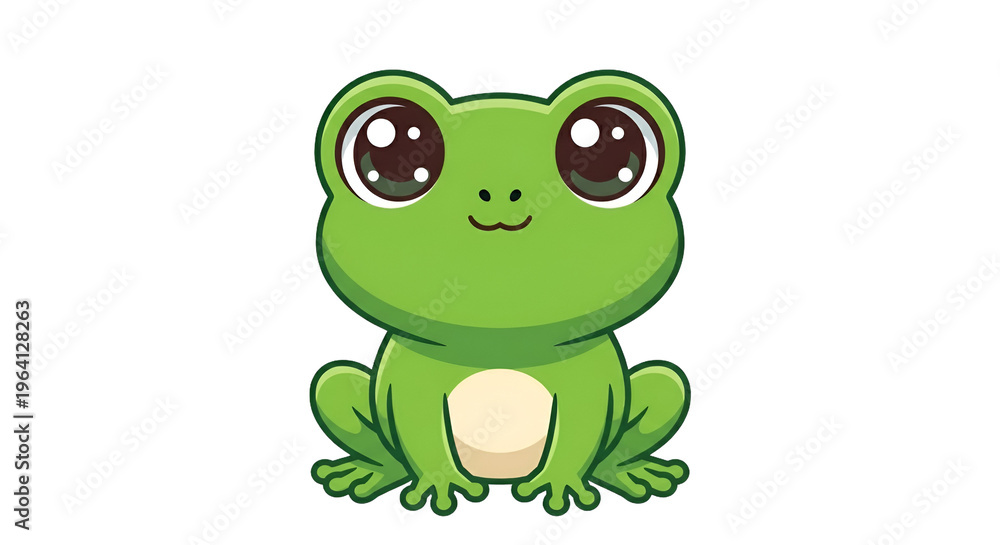 Fototapeta premium Cute Cartoon Frog Vector Illustration with Big Eyes