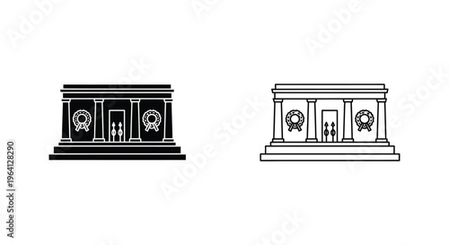 Classic bank vault icons, financial symbols, security illustrations, vector graphics