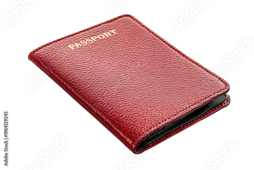 A red passport on a white background., png