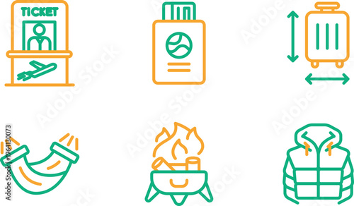 Illustrations of various recycling and waste disposal methods and symbols