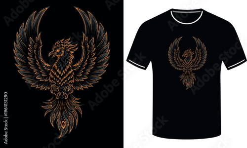 Black t-shirt with a striking white graphic of a handgun on Black Background for Streetwear T-Shirt