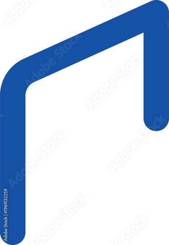 Modern abstract symbol resembling a right-angle bracket with rounded edges and a protruding end