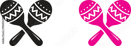 Maracas Icon Set – Mexican Fiesta Music Instrument, Cinco de Mayo Percussion Symbol, Minimal Flat Vector Design