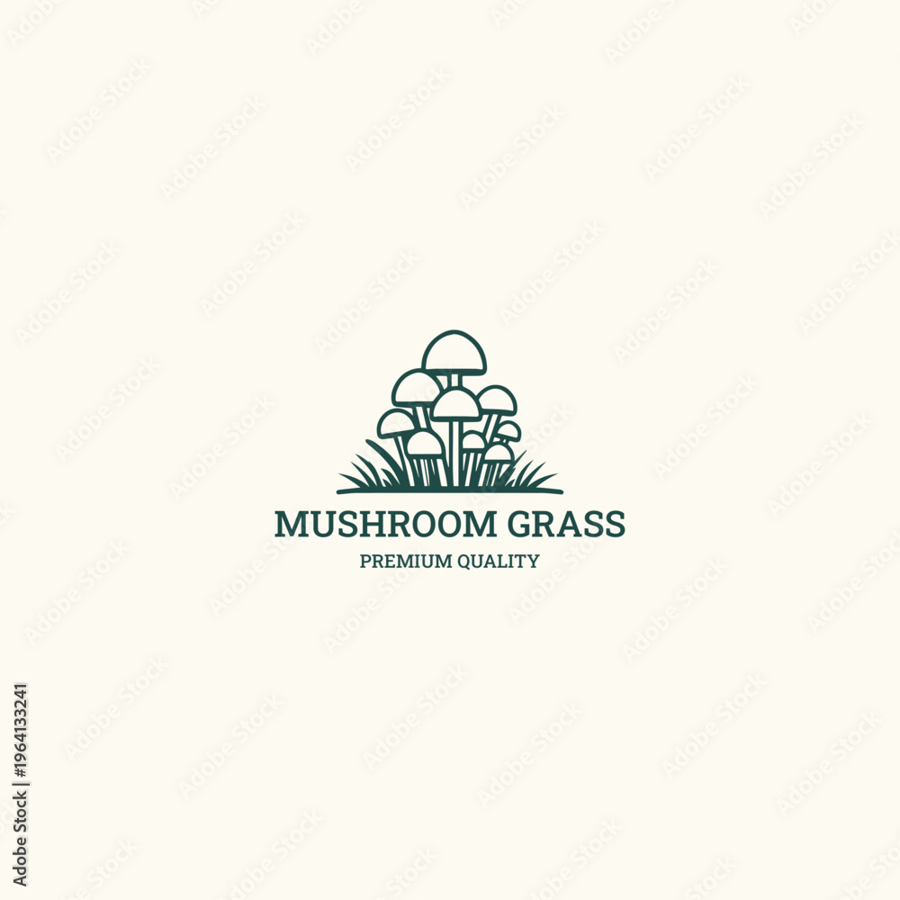 Fototapeta premium Mushroom grass logo vector icon illustration