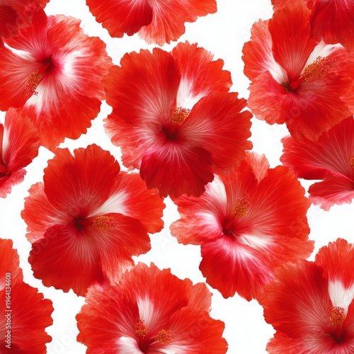 Vibrant Red Hibiscus Flowers on a Bright White Background for Nature and Floral Designs