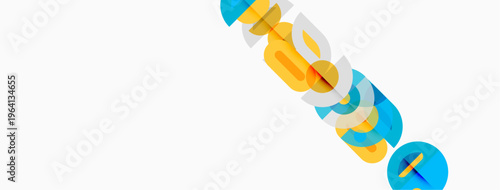 Abstract colorful shapes form word inspire. Bright hues blend, creating dynamic visual impact. Modern design, positive message.