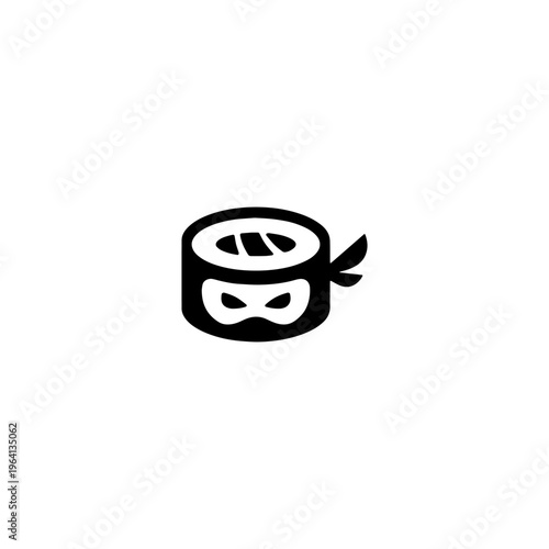 Ninja Sushi Roll Cute Vector Logo Design for Asian Restaurant & Food Apps