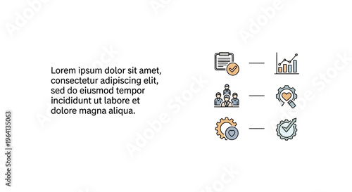 Presentation slide with icons and placeholder text for business context