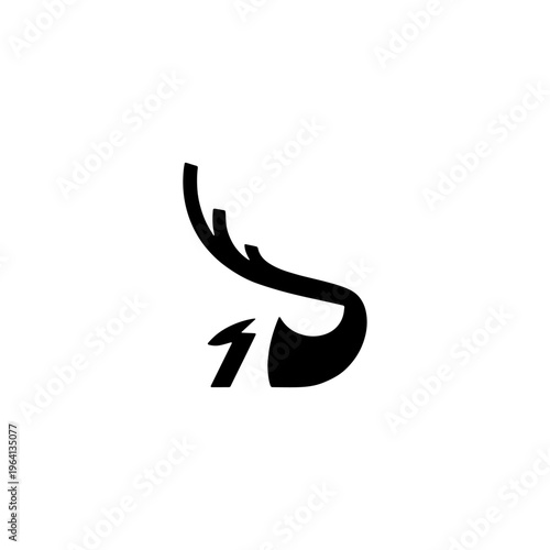 Minimalist Deer Head Logo Design with Antlers, Vector Illustration