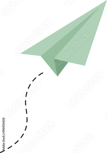 Paper airplane flying with a dotted line Illustration of blue paper plane arrows and dotted line paths featuring origami aircraft and simplistic airplane with dash trajectory trails symbolizing cute
