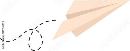 Paper airplane flying with a dotted line Illustration of blue paper plane arrows and dotted line paths featuring origami aircraft and simplistic airplane with dash trajectory trails symbolizing cute