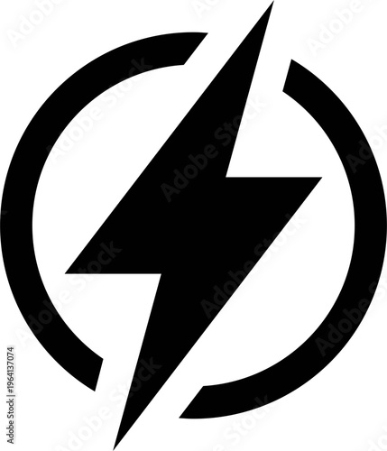  Various Energy Symbols, Power, Warning, and Alert Signs for Websites, Apps, and Digital Media Designs Black Lightning Bolt Silhouette Icons Representing Electrical Power Energy and High Voltage