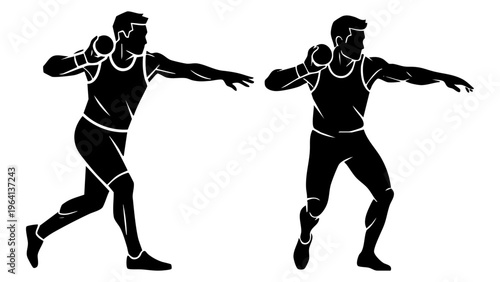 Shot Put Athlete Action Silhouette Vector for Track and Field