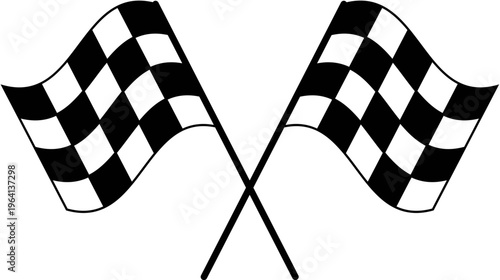 finish flag icon vectorCrossed checkered 3d race flags representing motorsport finish line for car rally isolated on white background. Checked texture with start at motor road. Waving flag and winning