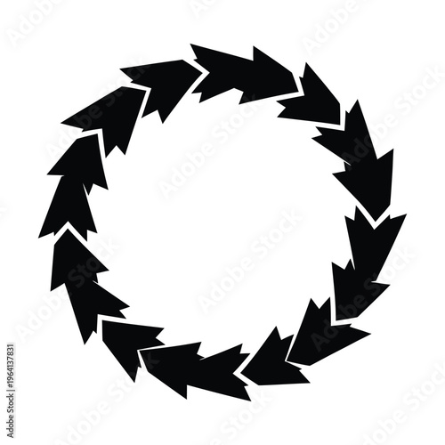 Circle of black arrows pointing in both directions in a circular motion