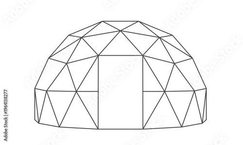 Geodesic igloo with door shape. Abstract 3d dome. Greenhouse design