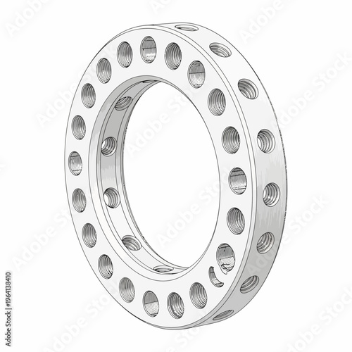 Metal ring with multiple holes for industrial use.