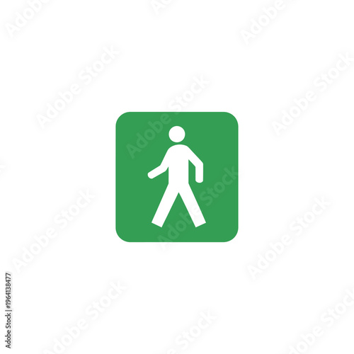 pedestrian sign with green background.