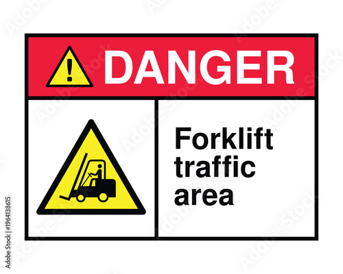 Forklift Traffic Area Danger Sign Vector Industrial Warning Forklift Hazard Symbol