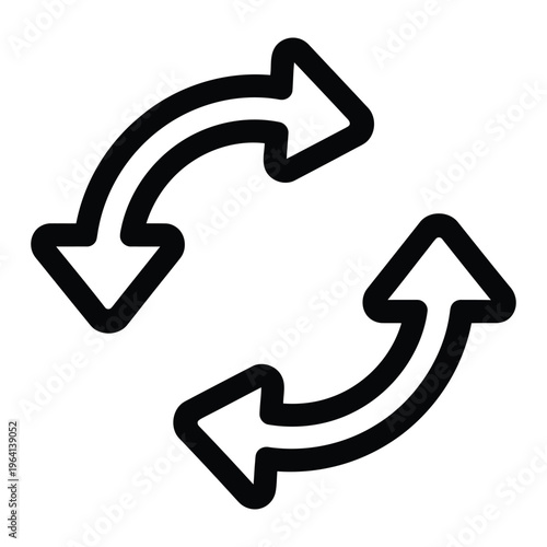 Two arrows forming a circular motion with pointed ends  exchange and transfer concept