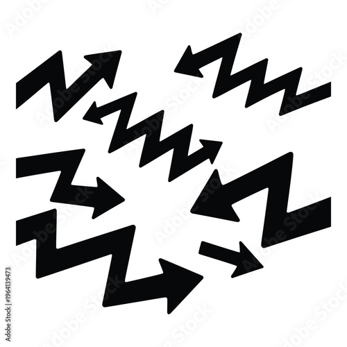 Black arrows pointing in different directions on white background  various arrow styles