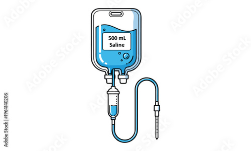 Medical iv bag with saline solution