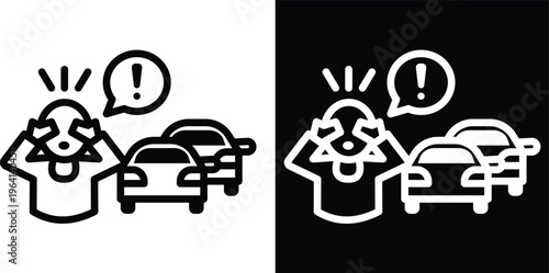 panic Two-tone version in black and white background