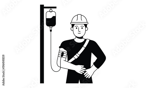 injured worker, medical emergency, IV drip, construction safety