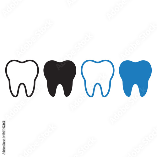 Adobe IllusTooth icon. Dental clinic logo. Human teeth vector illustration. Blue dentistry logotype. Oral hygiene concept. Dentist sign. Molar tooth enamel symbol. Simple tooth pictogramtrator Artwork