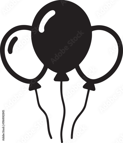 Three buoyant balloons, rendered in simple lines and a modern silhouette, float serenely. They encapsulate the pure essence of celebratory occasions, and offer a feeling of lightness and happiness.