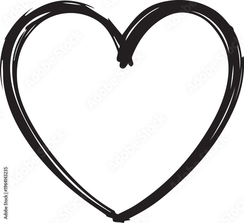 Simple hand-drawn heart outline represents a universal symbol of love and affection. It can evoke feelings of warmth, care, and emotional connection, expressing the essence of Valentine's Day. 