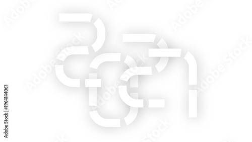 Minimal abstract composition forming the number 2027 from rounded segments in a soft monochrome style with subtle shadows, symbolizing the New Year.