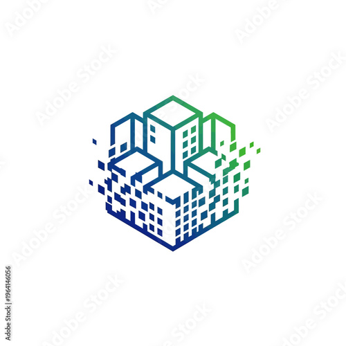 A stylized illustration of buildings and architecture.