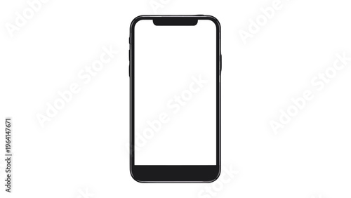 Modern smartphone mockup with a sleek black frame and a completely blank white screen for custom content placement.