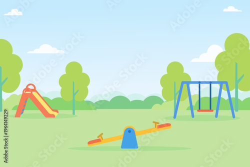 Flat vector school playground background.