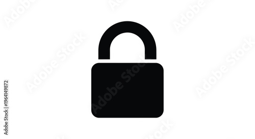 A stark minimalist image depicts a black padlock on a white background symbolizing security and restricted access high quality professional detailed